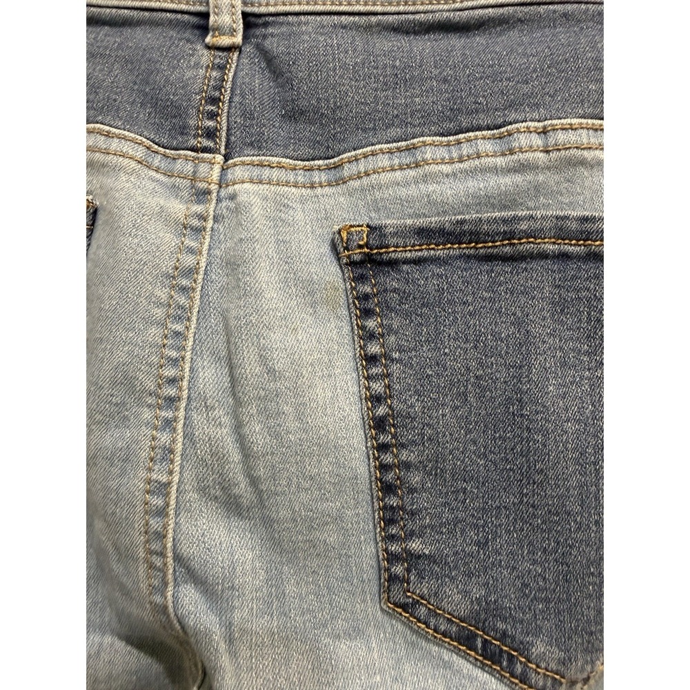 Womens Size 14 High Rise Patchwork Jeans Color Block Raw Hem Cropped Denim - Picture 4 of 4